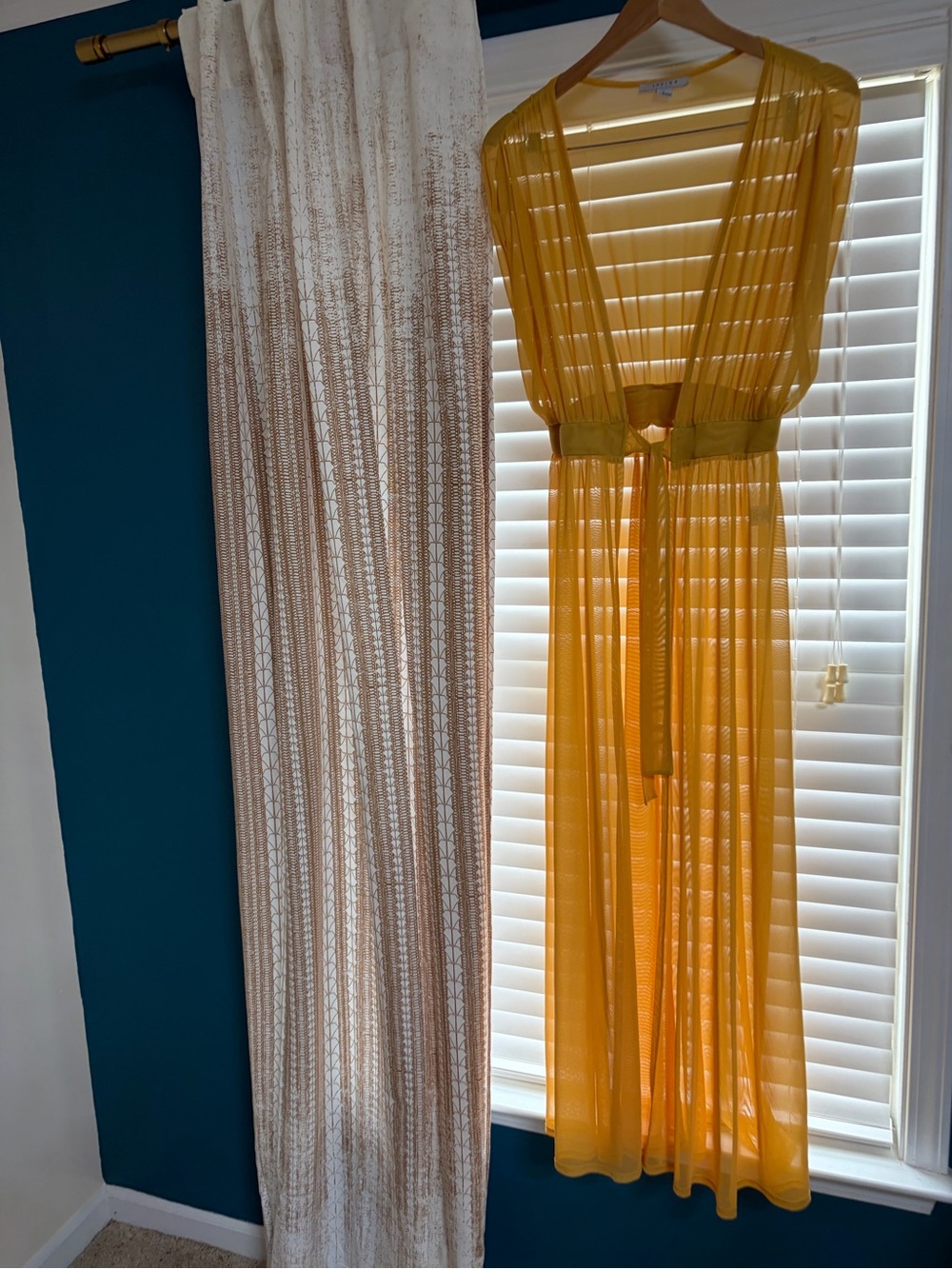 FAVLUX Sheer Mustard Yellow Duster with belt
